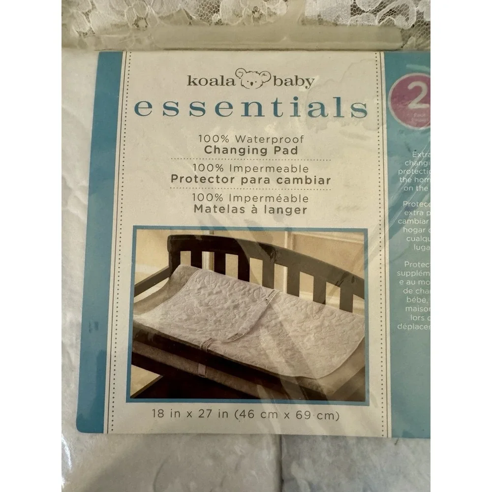 Koala Baby Essentials 2 Pack Changing Pads, New In Package, Waterproof, Blue Wht